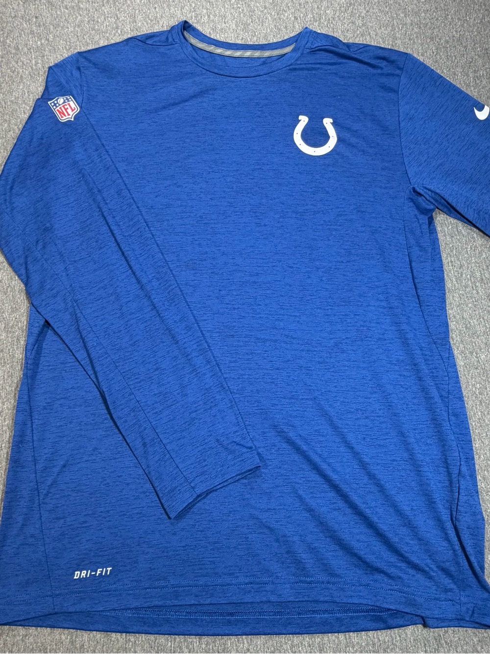 Indianapolis Colts Men’s Large Long Sleeve Dri Fit T Shirt Blue NFL On Field